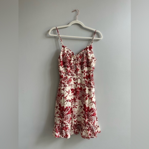 Red floral reformation-style dress - size S new - Picture 4 of 7
